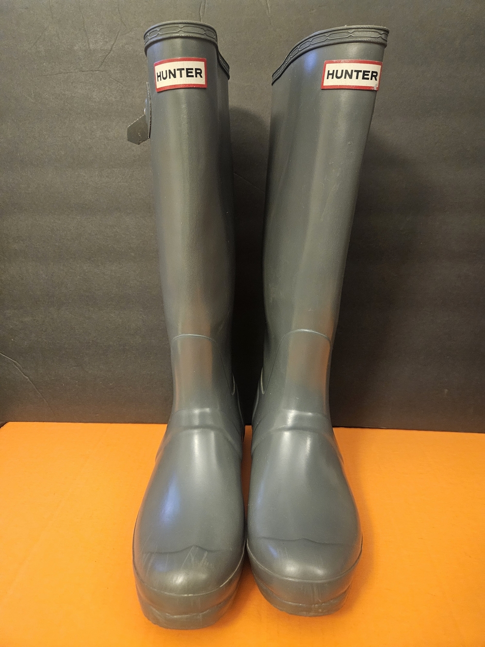 Hunter Men's Gray Knee High Rubber Waterproof Rain Boots Buckle US W 10